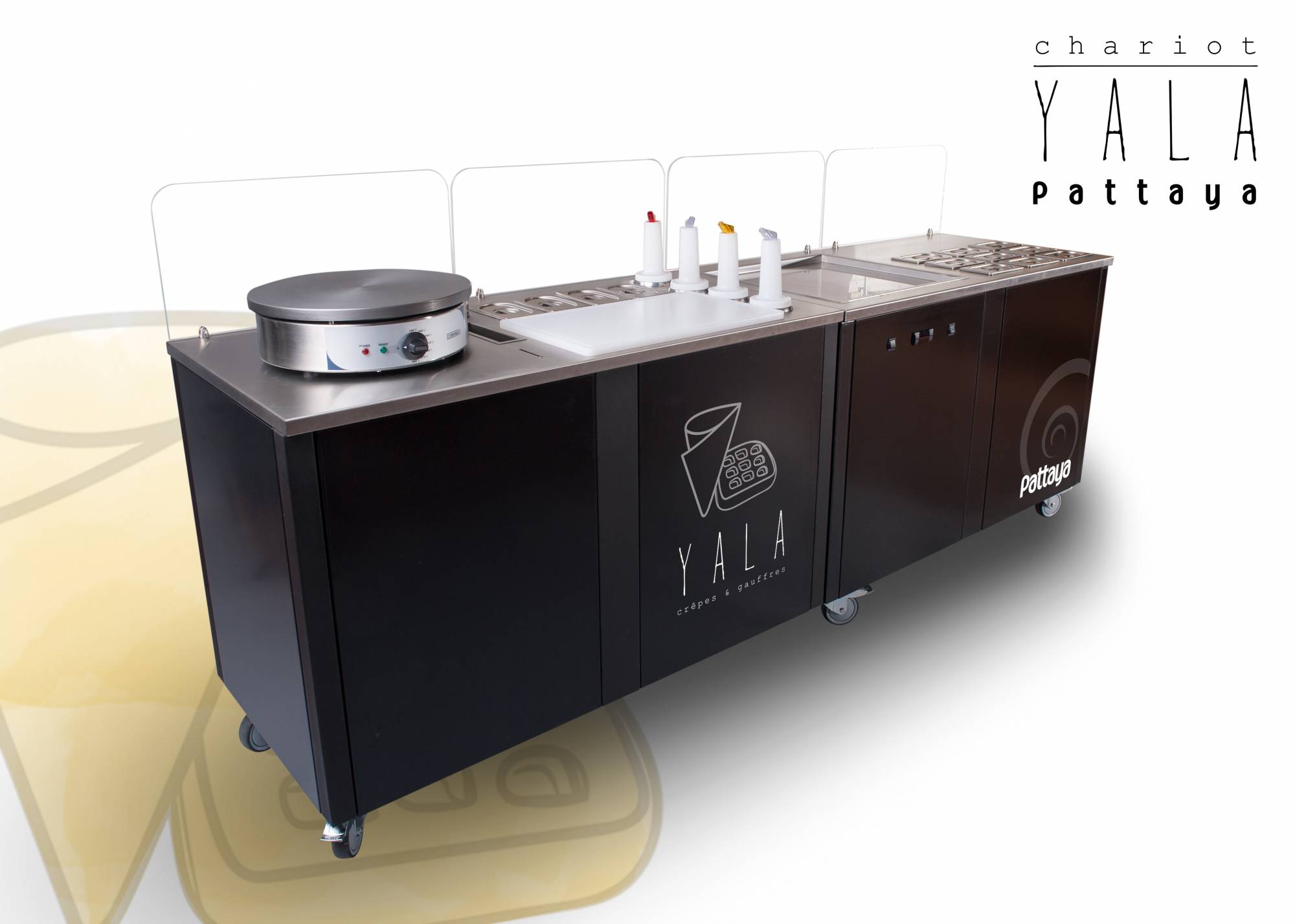recherche chariot et stand ambulant tout équipé pour vente de glaces et crêpes gaufres Saint-Étienne