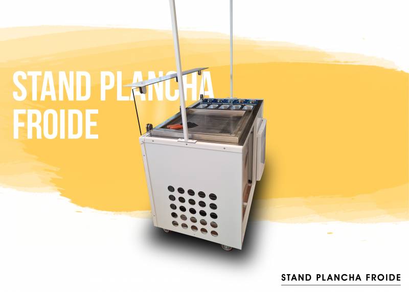 informations et prix sur un stand avec plancha froide et le mix glace ice cream roll à Le Mans 72