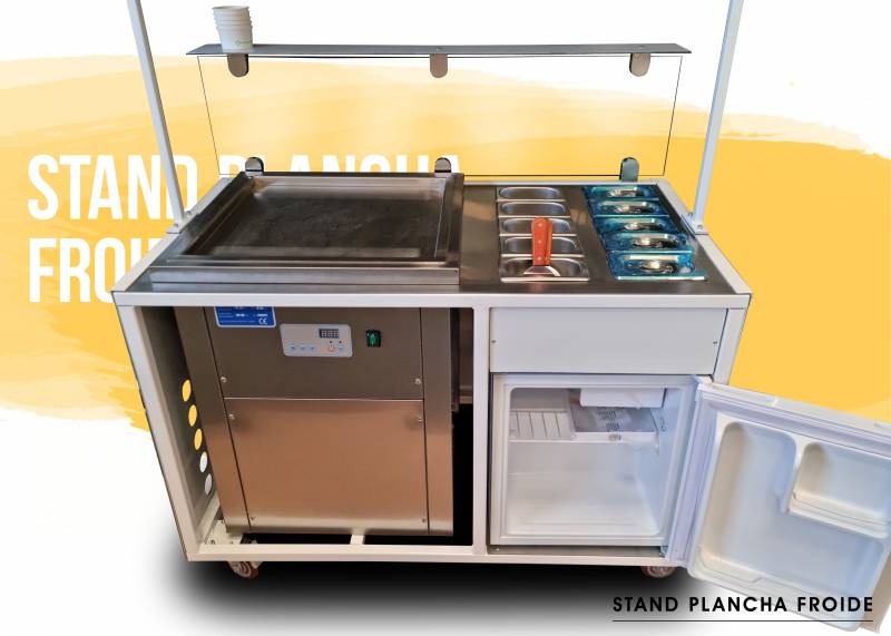 distributeur de stand équipé de plancha glacée professionnelle avec stockage réfrigéré aux normes à Bordeaux 33