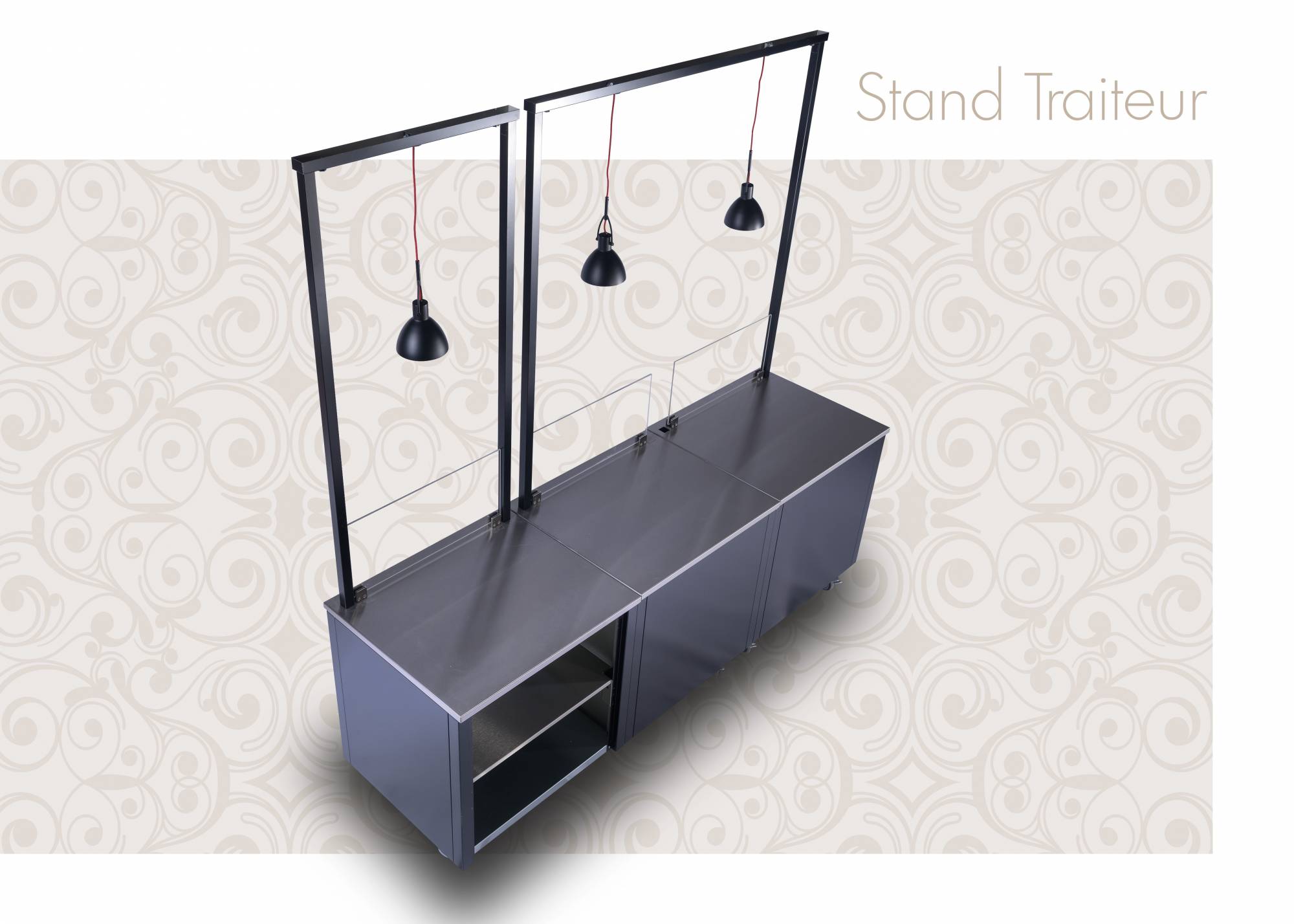 fournisseur stand sur roulette démontable inox design pour traiteur Toulon